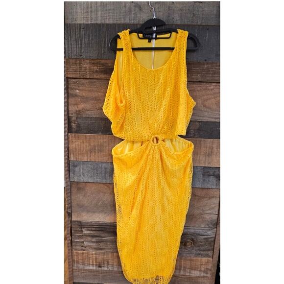 Eloquii Yellow Cutout Crochet Sleeveless Resort Midi Boho Dress Plus Size 26 - Picture 5 of 8